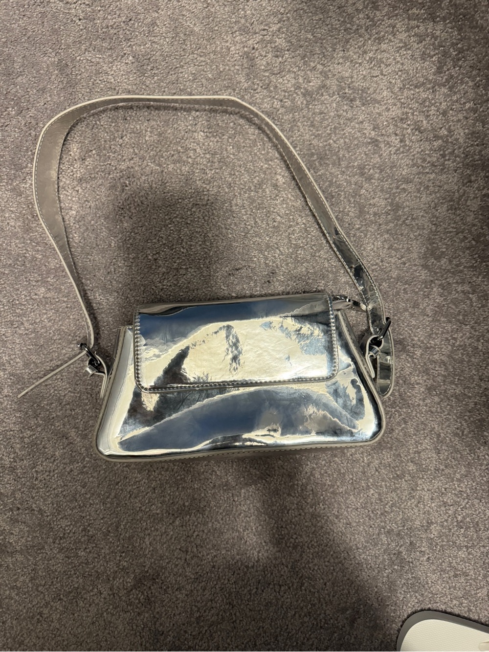 Zara Metallic Silver Crossbody Bag